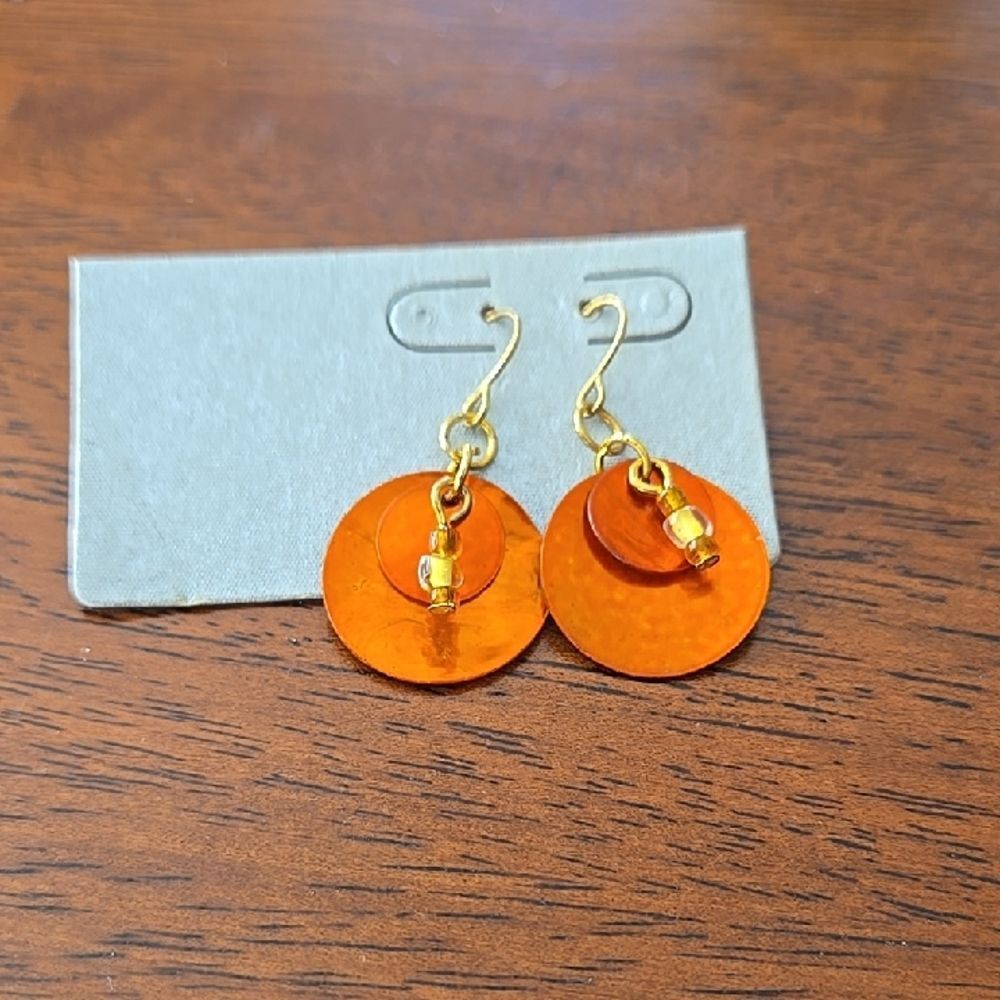 Elegant Gold Tone Orange Tangerine Dangle Earrings Jewelry Womens Ladies